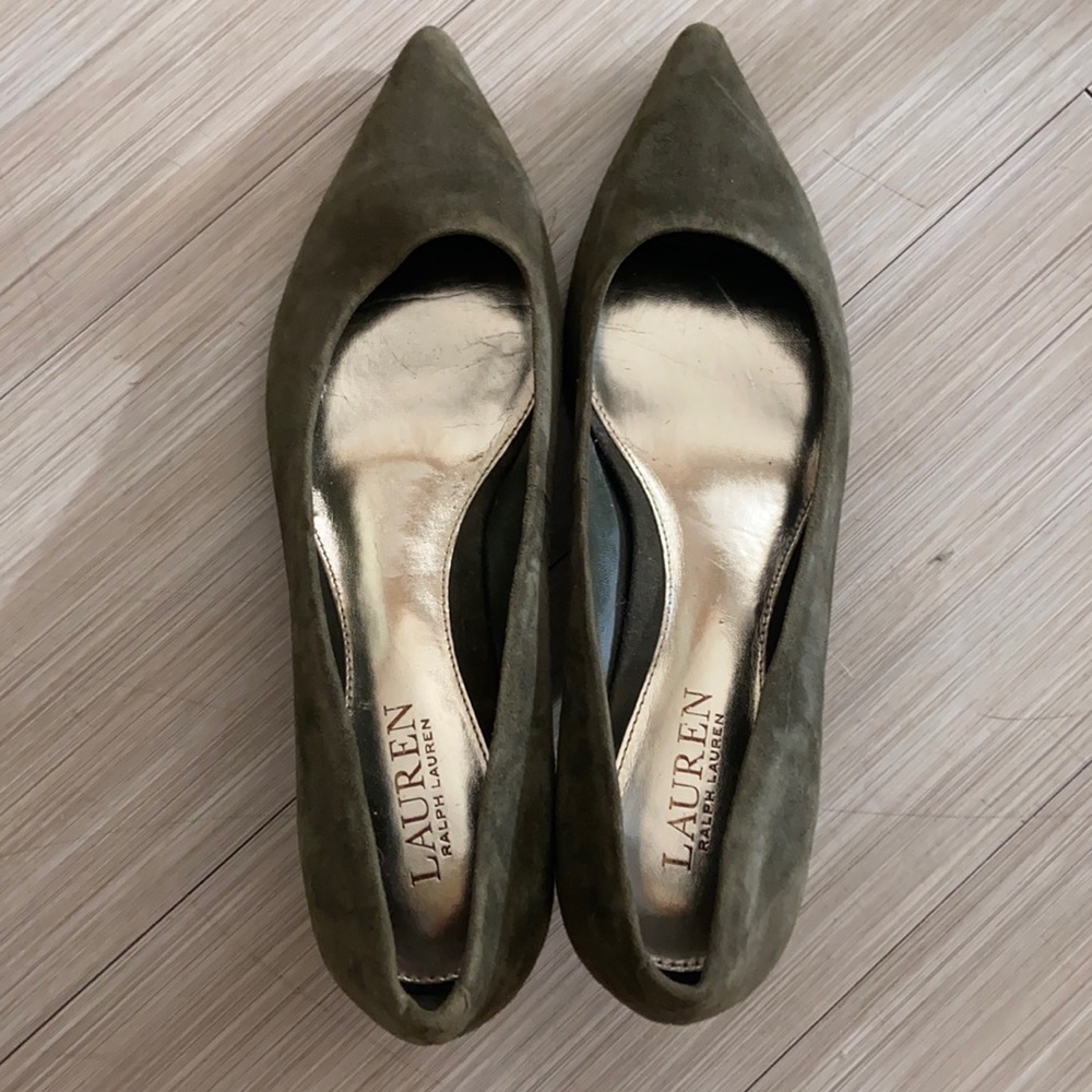 Lauren by Ralph Lauren Suede Kitten Heels in Olive